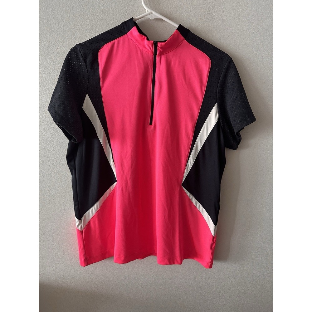 Tail White Label 1/4 Zip Women L Mesh Short Sleeve Pickleball Golf Tennis